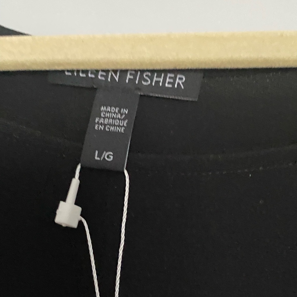 Eileen Fisher black silk shirt dress - brand new size L/G.